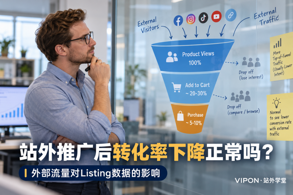 站外推广后转化率下降正常吗？外部流量对Listing数据的影响