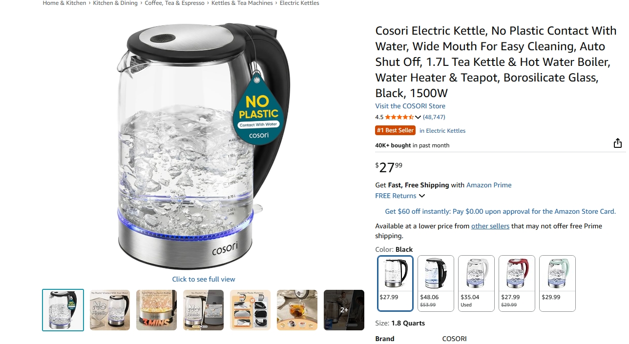 亚马逊电热水壶