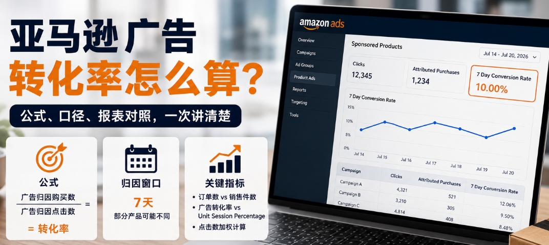 为什么昨天的Amazon ads报表特别容易算错？别把7天购买率、订单数和销售件数混成一个指标