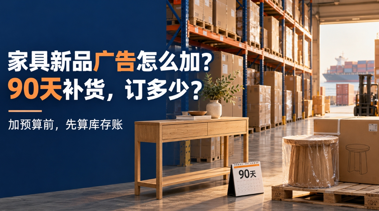 亚马逊家具新品广告怎么加预算?90天海外仓补货,订多少才不压货?